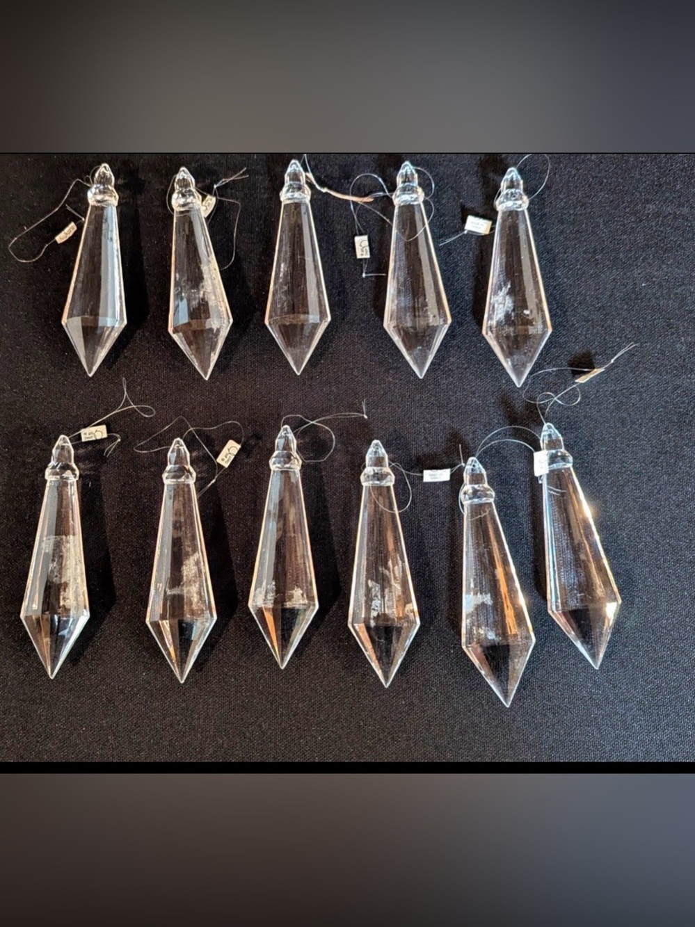 12 Lucite Christmas Prism Ornaments
